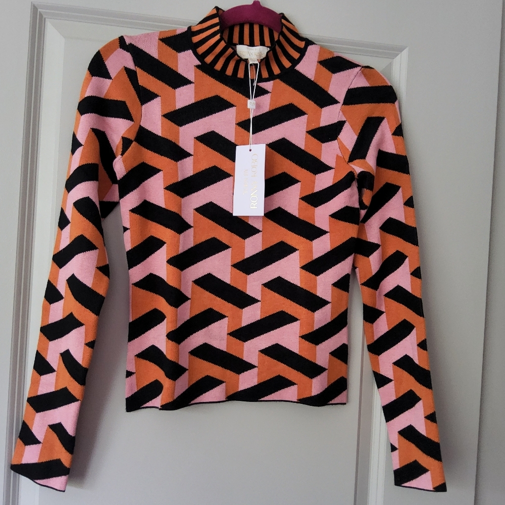 Torn By Ronny Kobo Reine Serenity Geometric Sweater